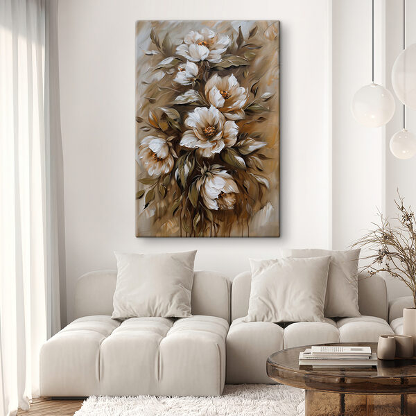 Painting of flowers and leaves