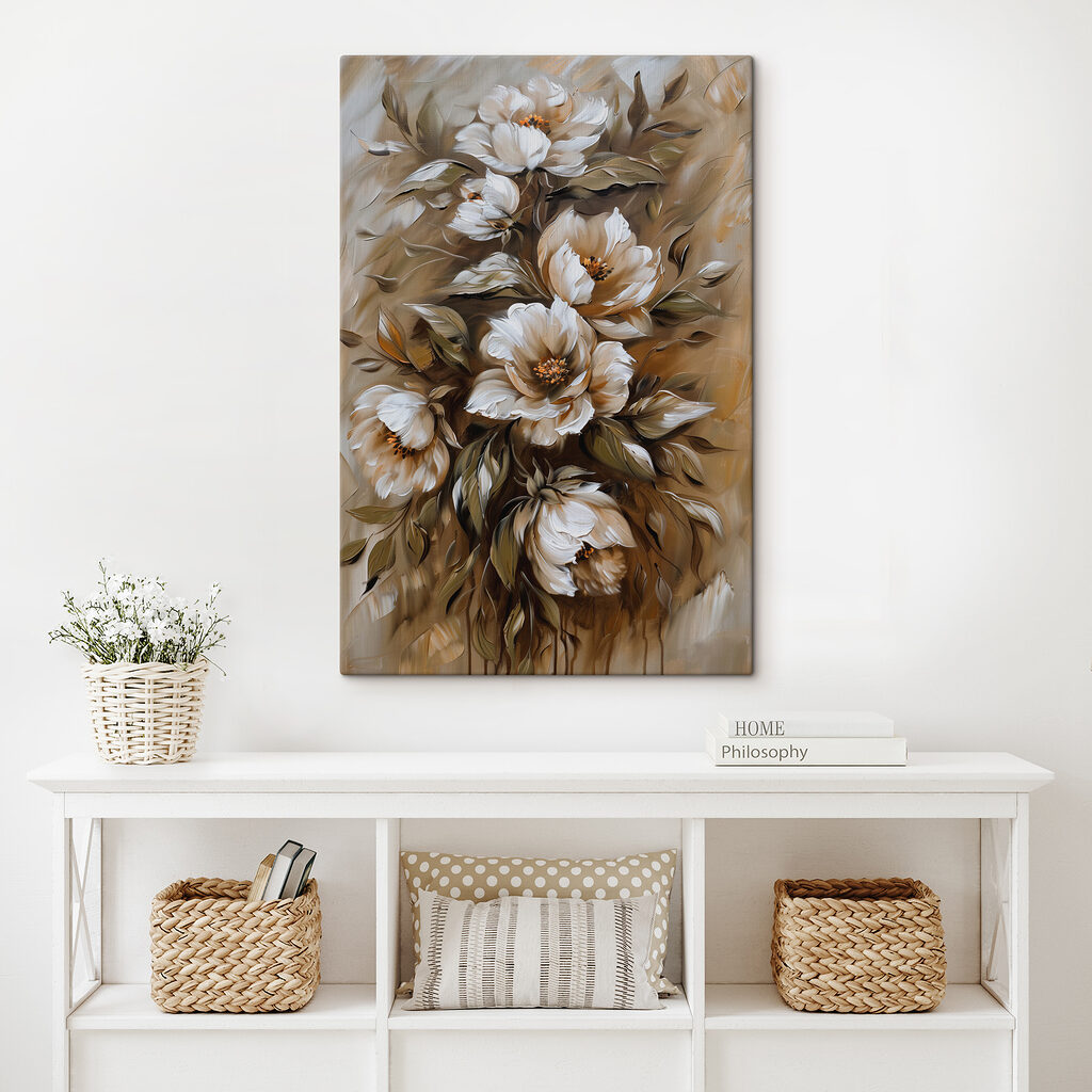 Painting of flowers and leaves