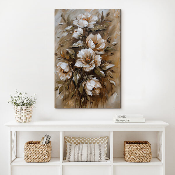 Painting of flowers and leaves