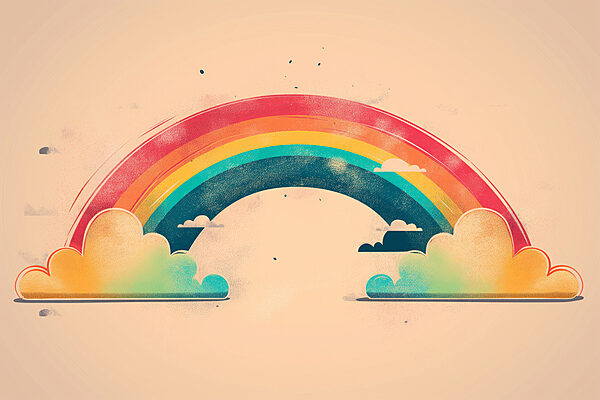 Rainbow and clouds in the sky