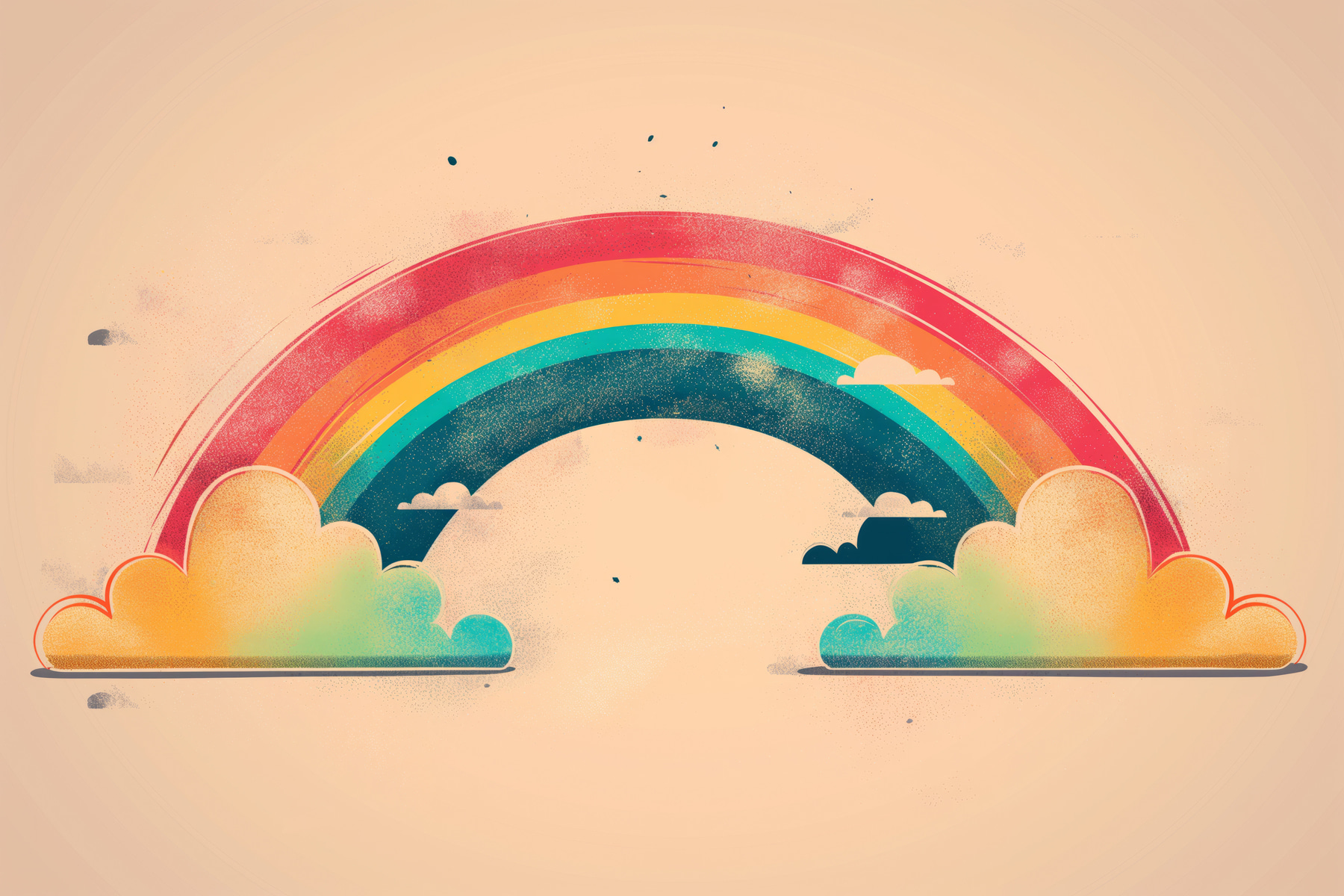 Rainbow and clouds in the sky