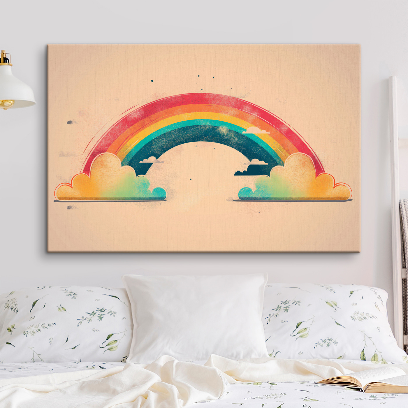Rainbow and clouds in the sky