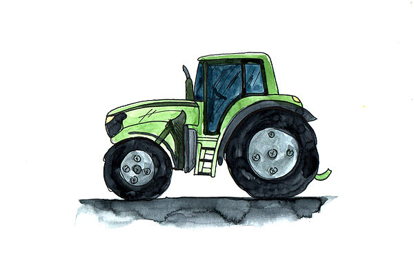 Green tractor with large wheels Green tractor with large wheels