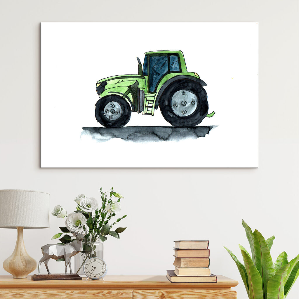 Green tractor with large wheels Green tractor with large wheels