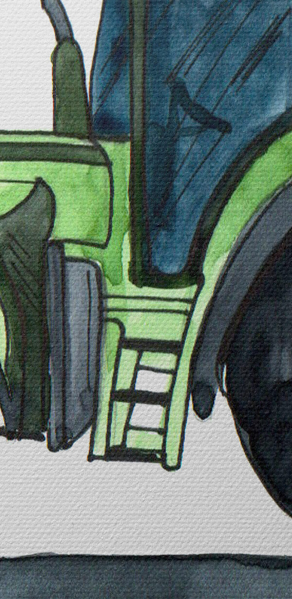 Green tractor with large wheels Green tractor with large wheels