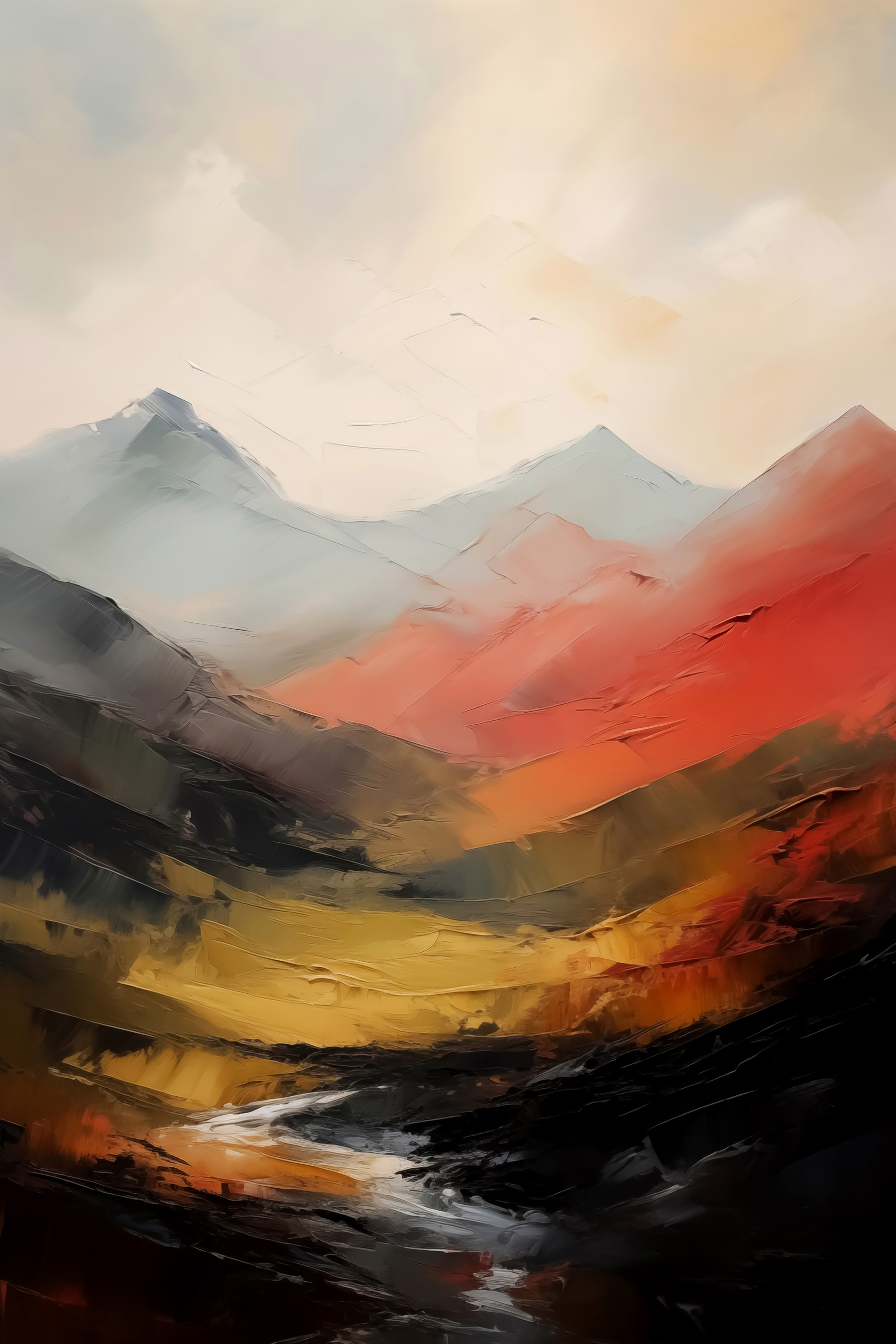 Painting of mountains in different colors Painting of mountains in different colors