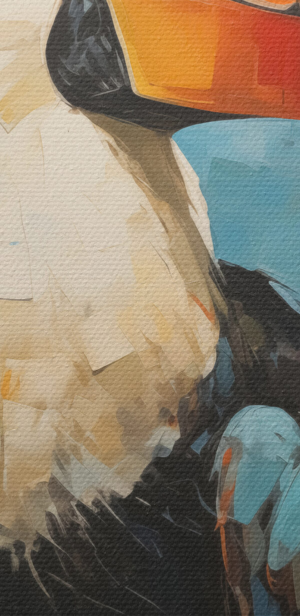 Painting of a bird with a large beak Painting of a bird with a large beak