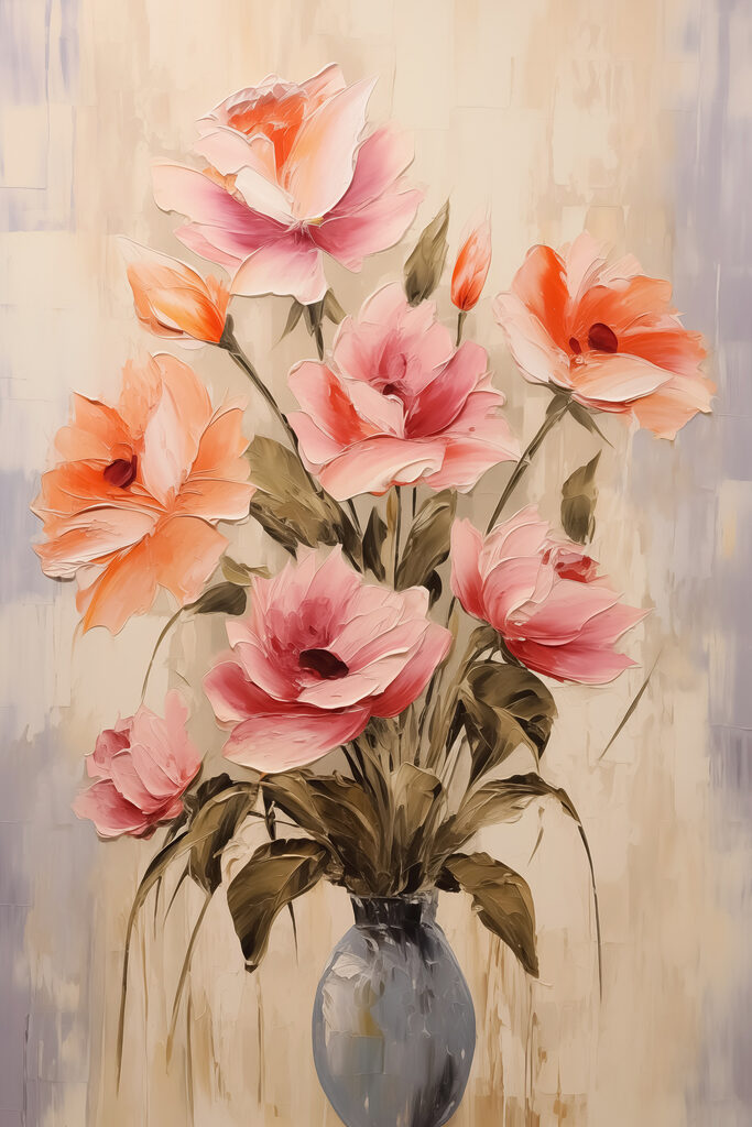 Painting of flowers in a vase Painting of flowers in a vase
