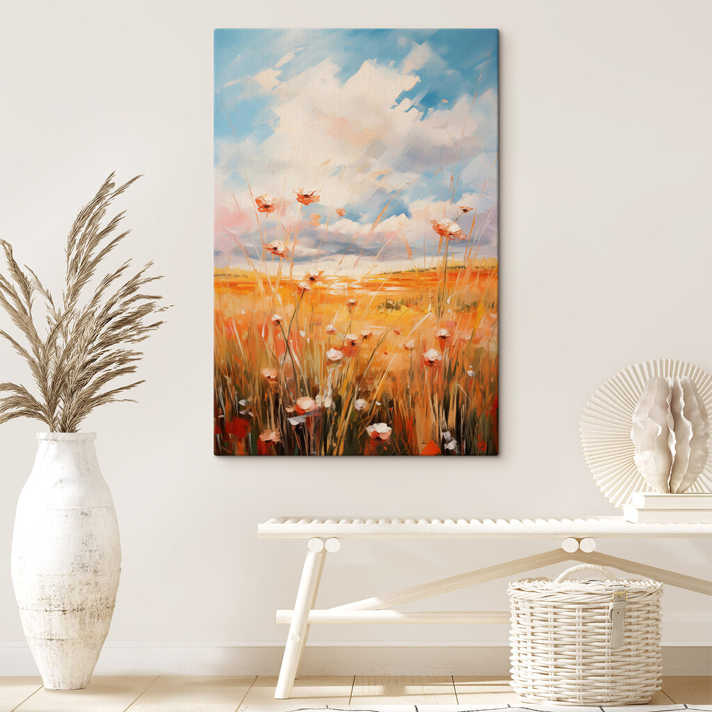 Painting of flowers in a field