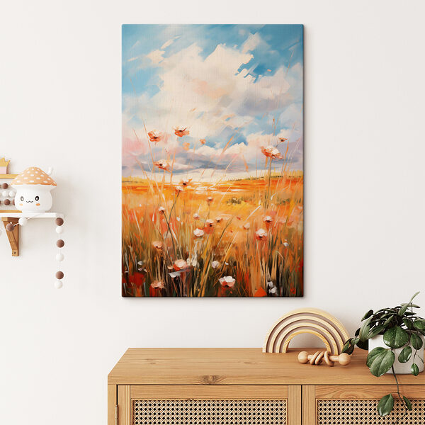 Painting of flowers in a field