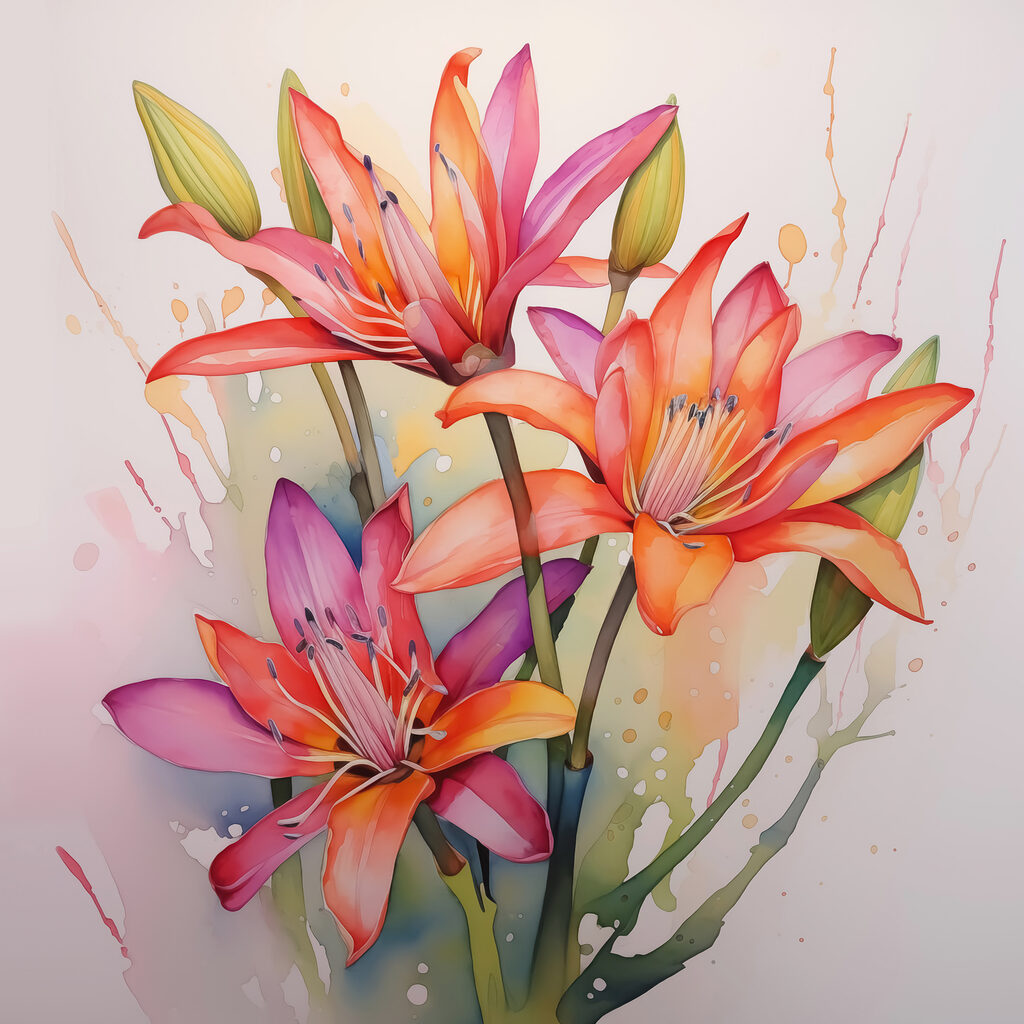 Painting of flowers on a white background