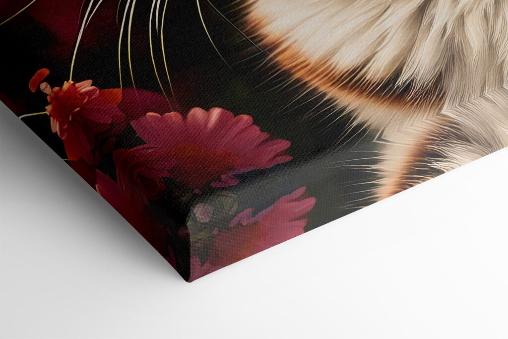 Cat in a garden of flowers