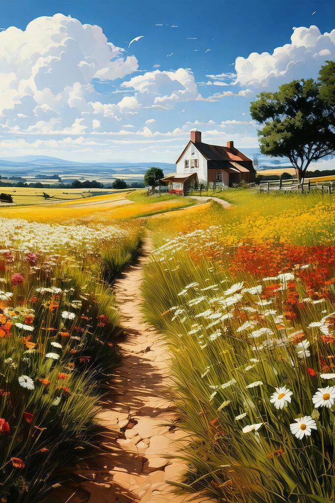 Path through a field of flowers Path through a field of flowers