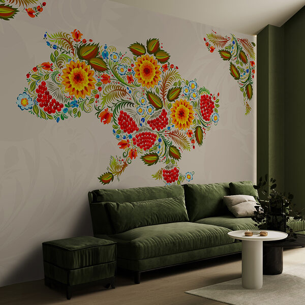 Mappa dell'Ucraina con fiori Mappa dell'Ucraina con fiori