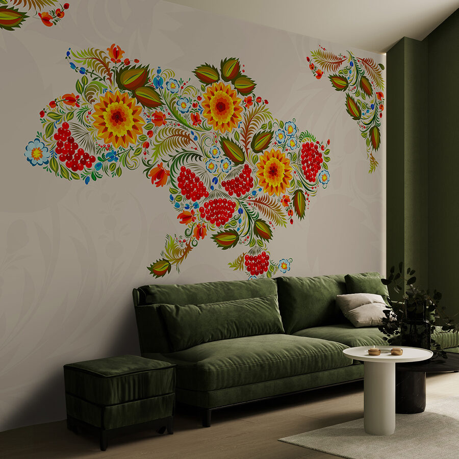 Mappa dell'Ucraina con fiori