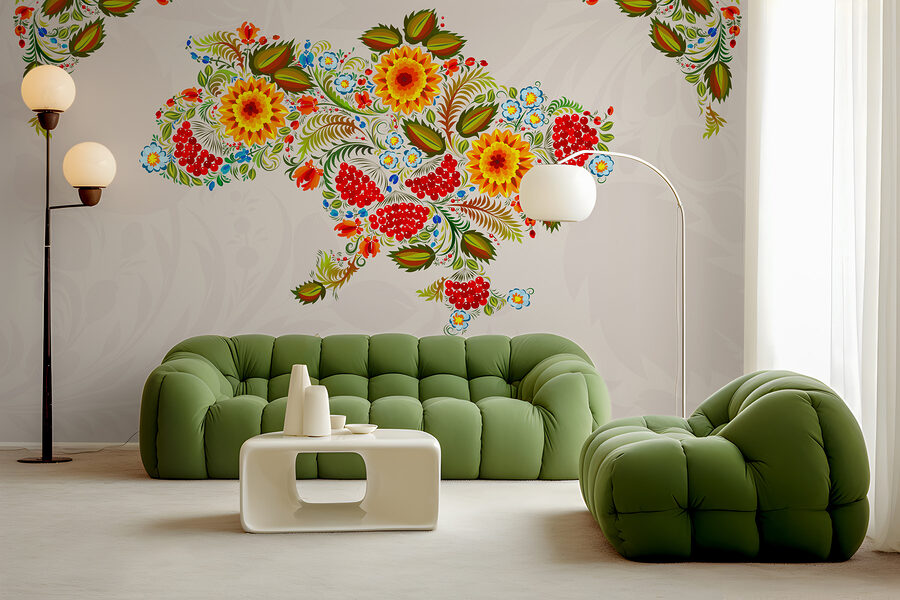 Mappa dell'Ucraina con fiori
