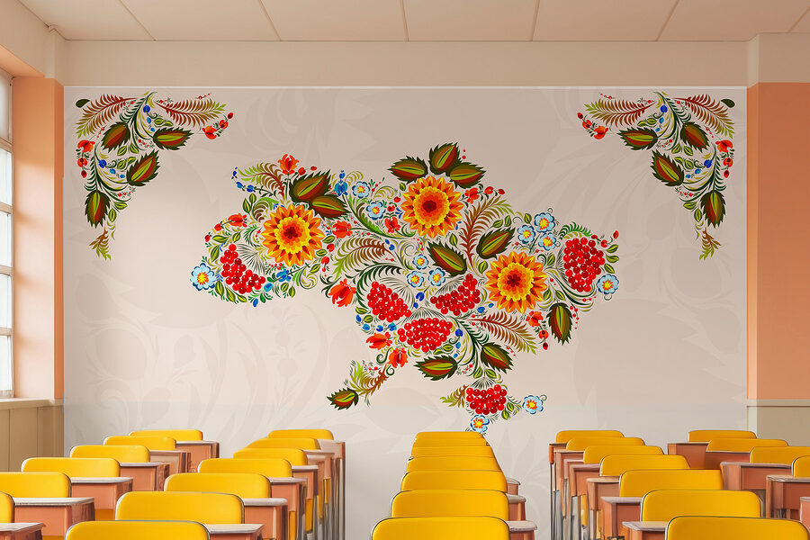 Mappa dell'Ucraina con fiori
