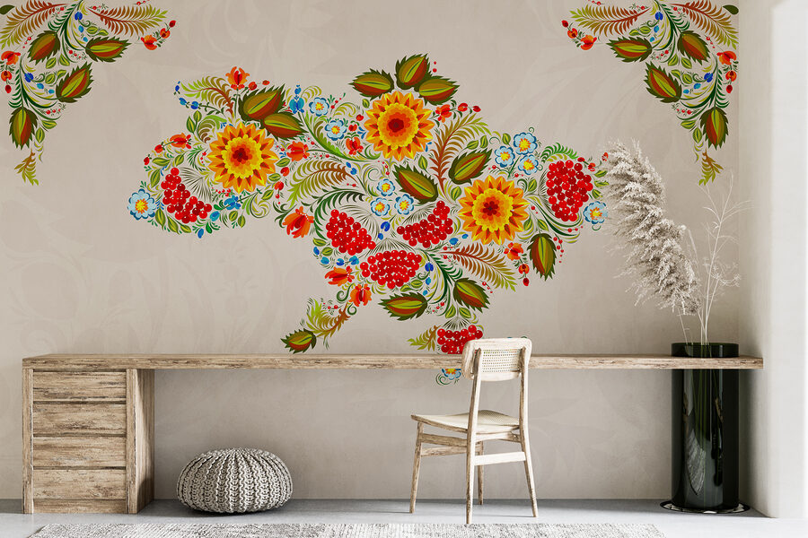 Mappa dell'Ucraina con fiori