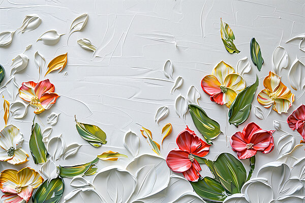 Painting of flowers and leaves