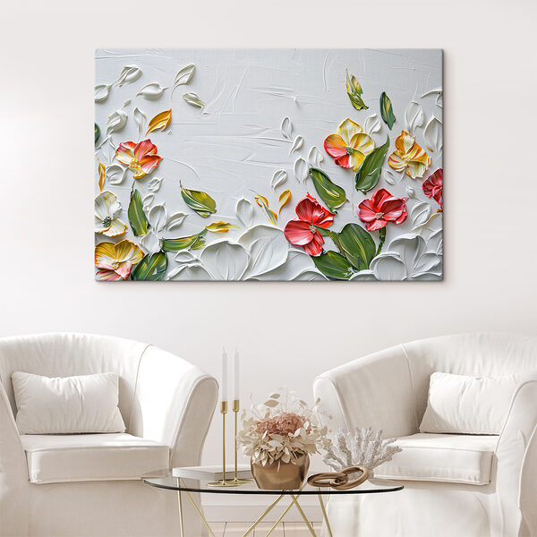 Painting of flowers and leaves