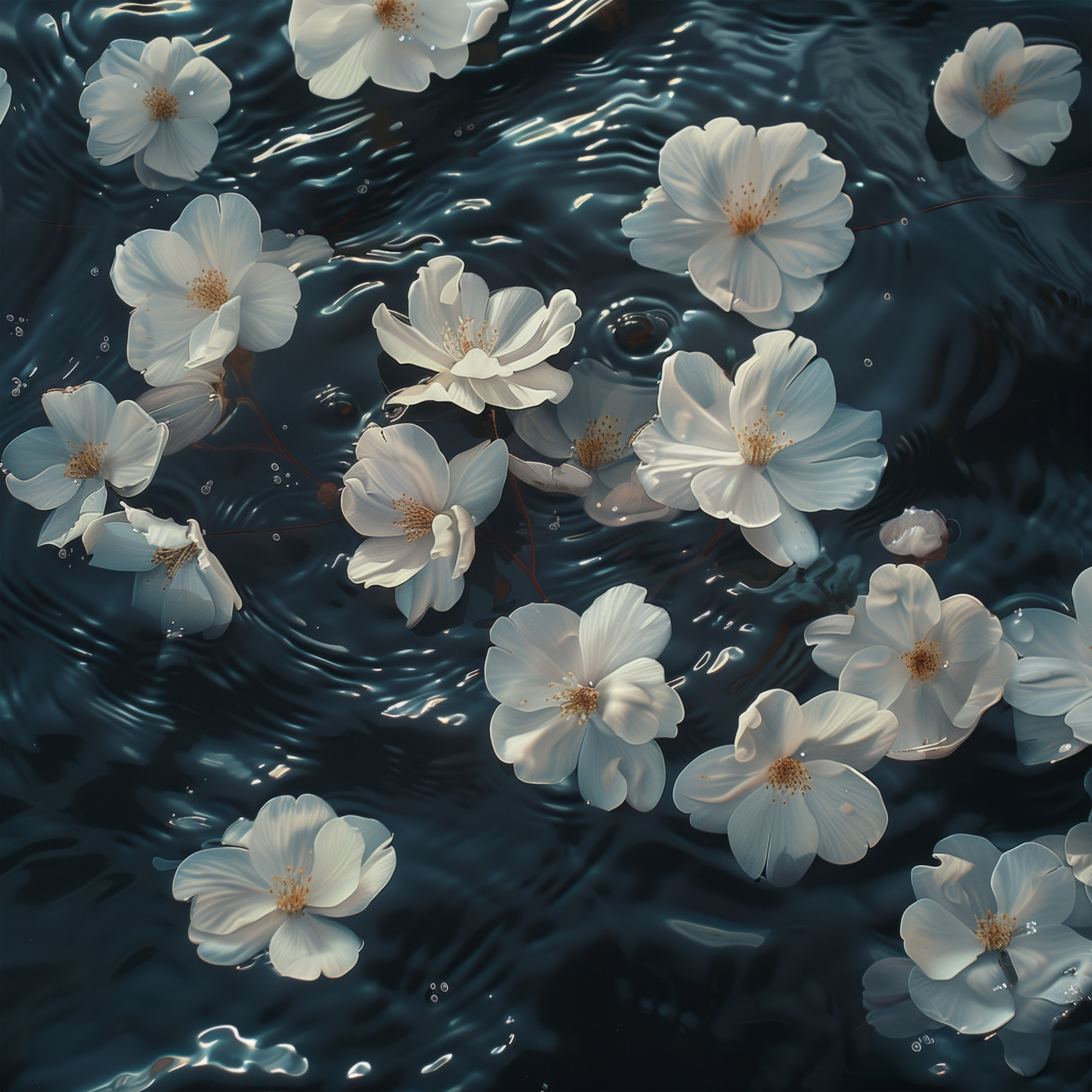White flowers floating in water White flowers floating in water
