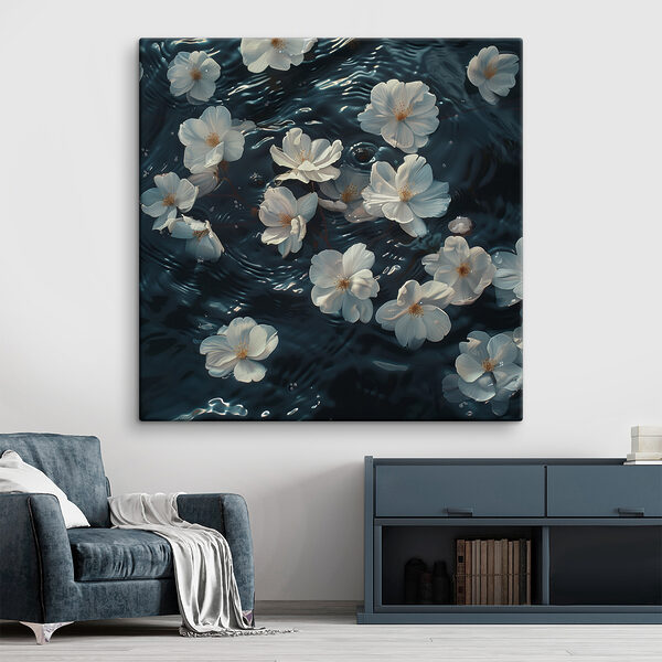 Quadri Quadri Fiori bianchi che galleggiano sull'acqua (COD: s40960)