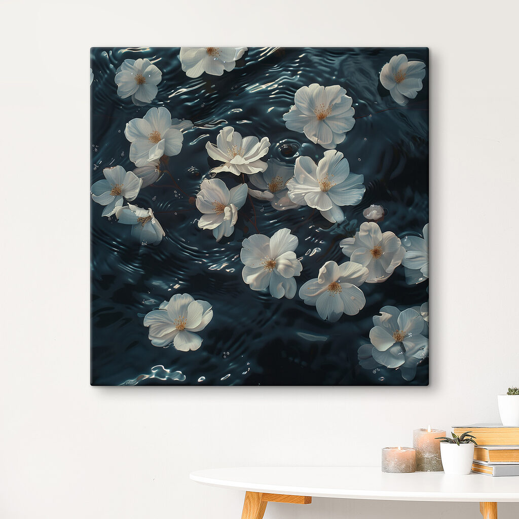 White flowers floating in water White flowers floating in water