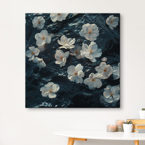 White flowers floating in water White flowers floating in water