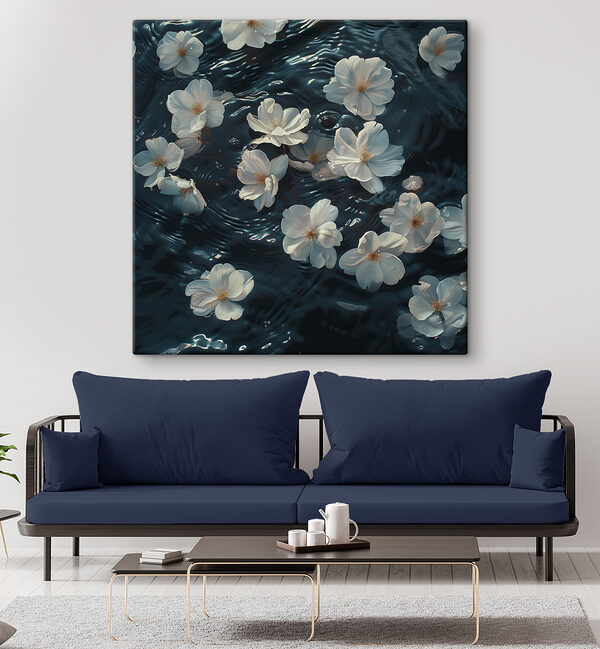 White flowers floating in water White flowers floating in water