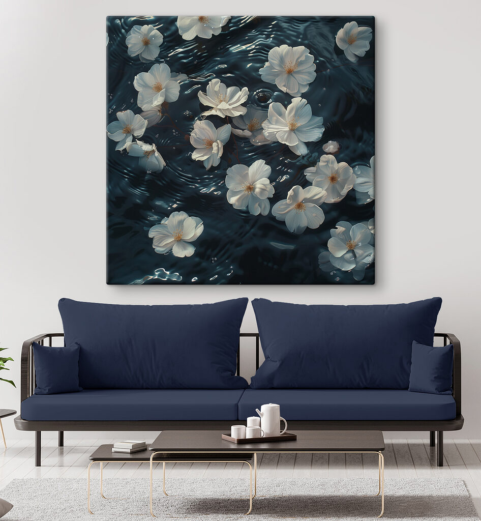 White flowers floating in water White flowers floating in water