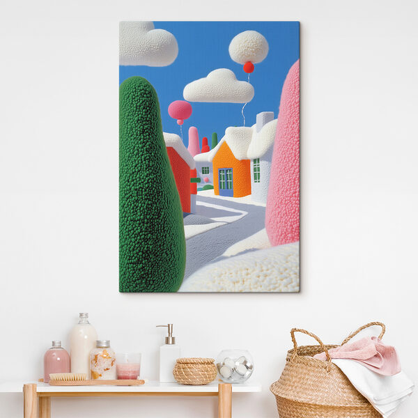 Quadri Città dei cartoni animati con alberi e palloncini (COD: s40970) Quadri Quadri Città dei cartoni animati con alberi e palloncini (COD: s40970)