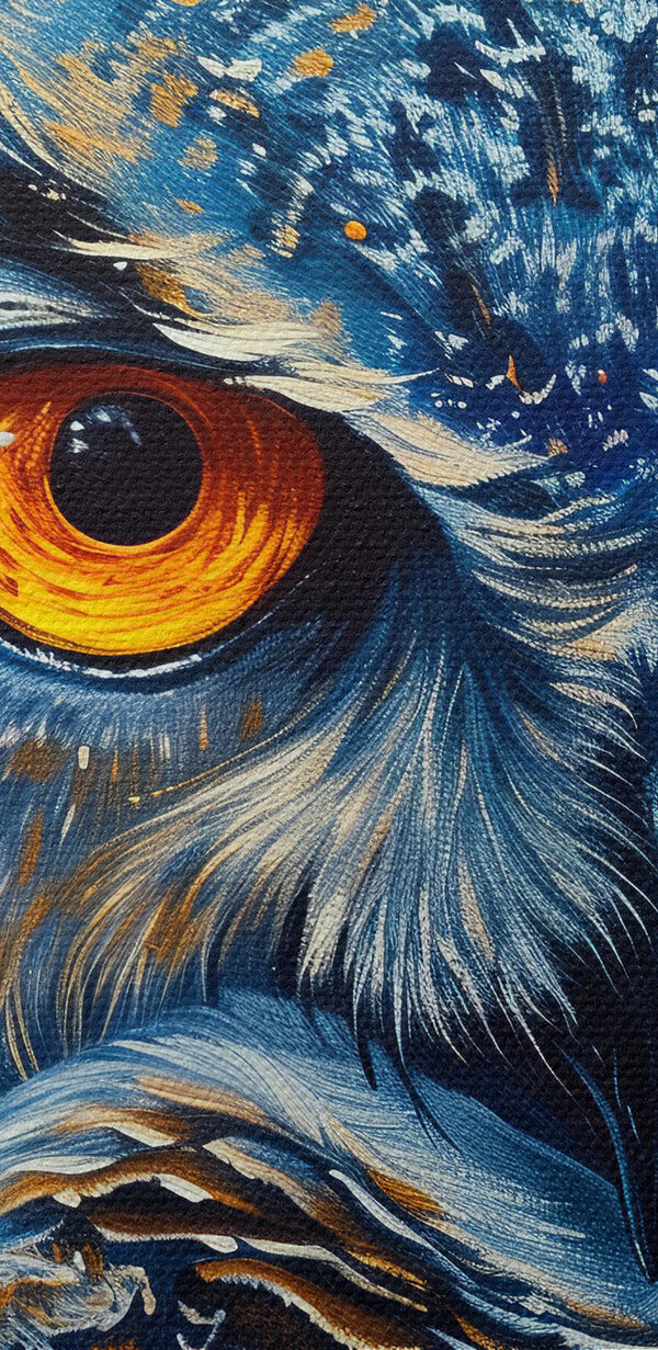 An owl with orange eyes An owl with orange eyes