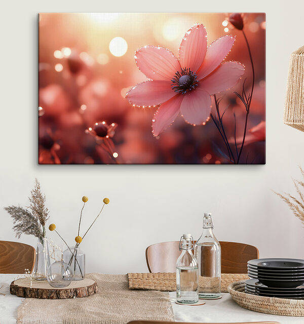 Quadri Quadri Fiore rosa con goccioline d'acqua (COD: s40983)
