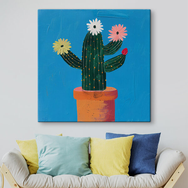 Quadri Quadri Dipinto raffigurante un cactus in fiore (COD: s40997)