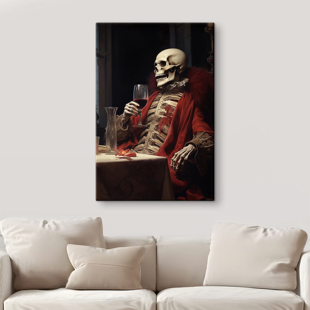 Skeleton holding a glass of wine Skeleton holding a glass of wine