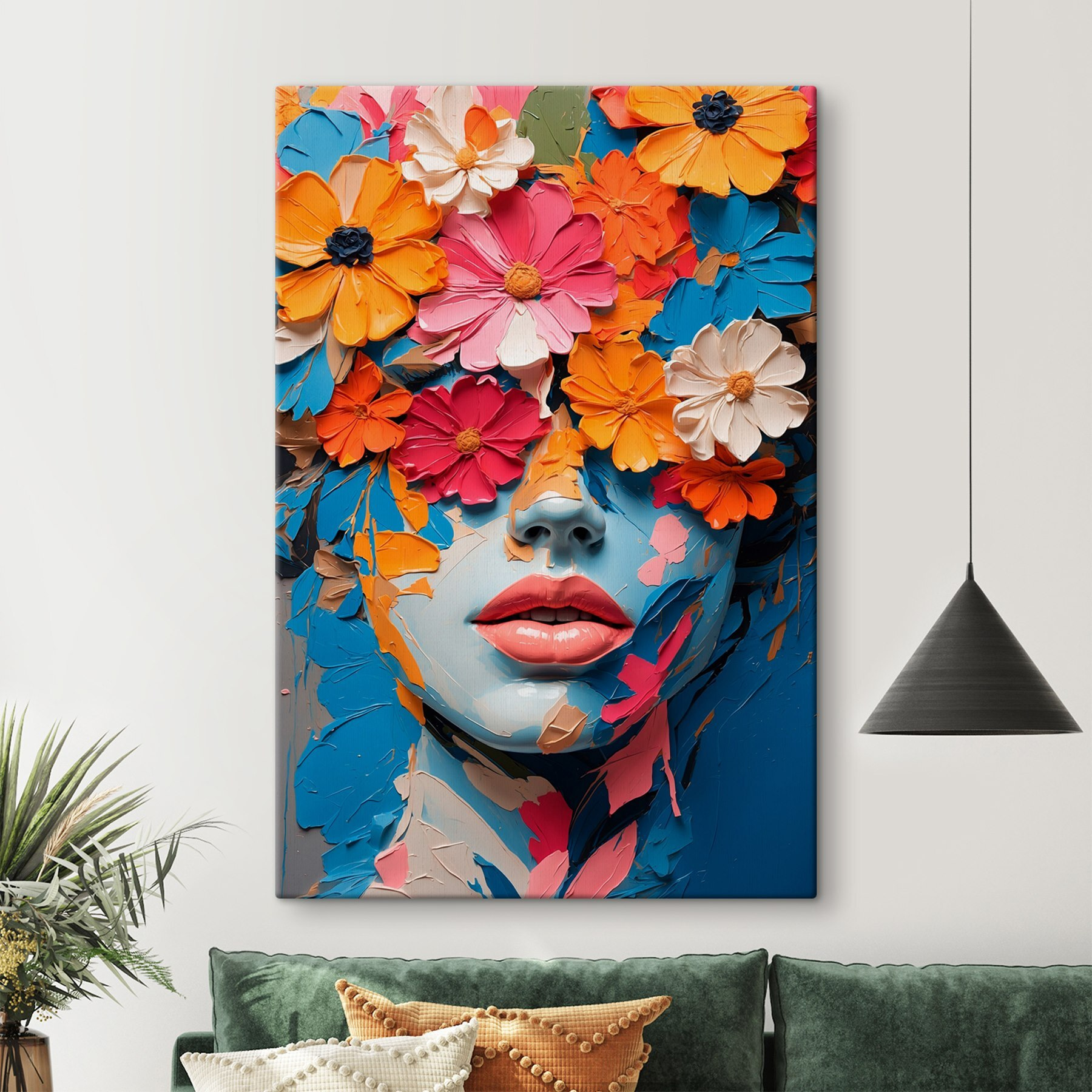Face covered in flowers