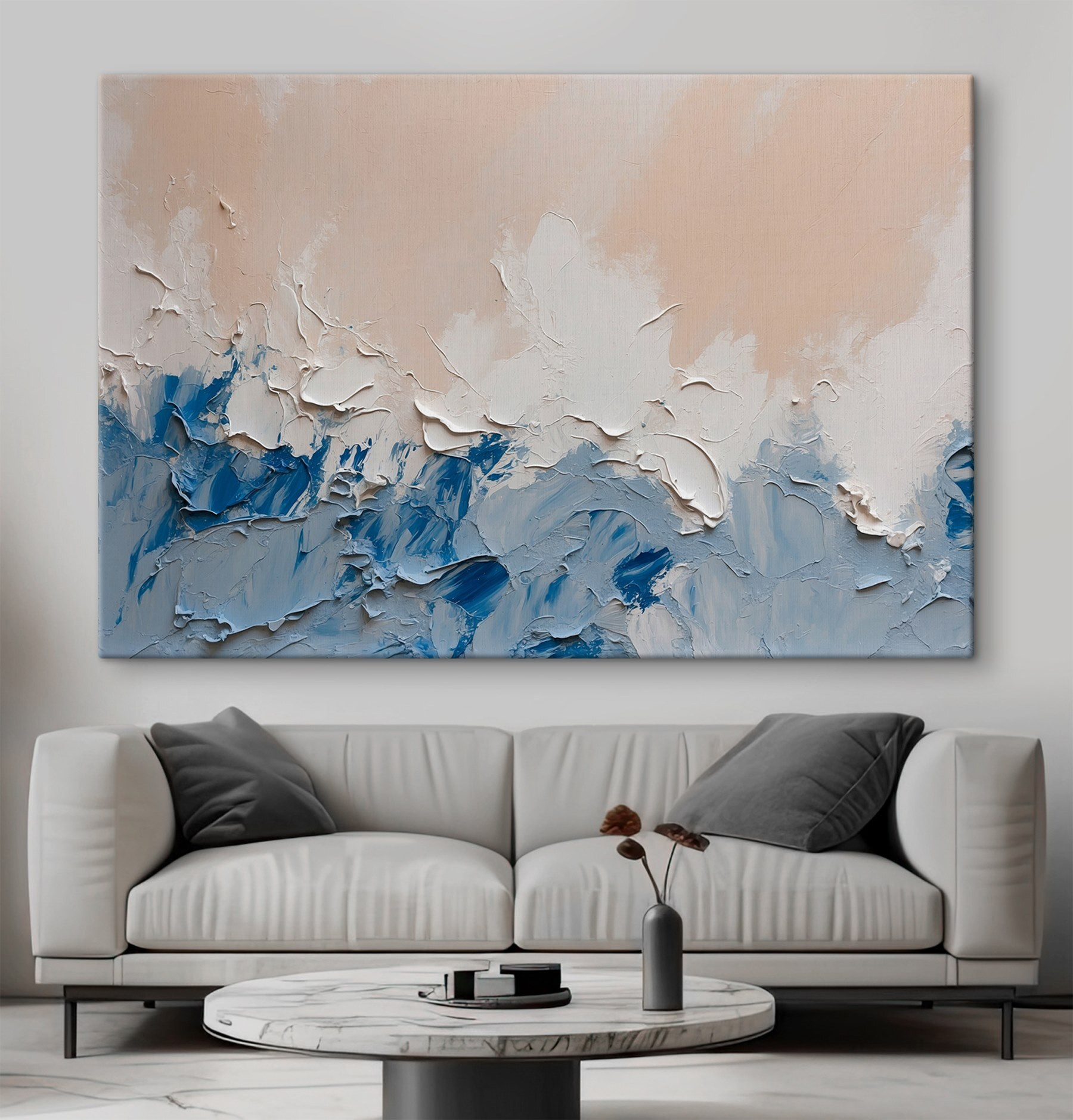 White and blue paint on a wall