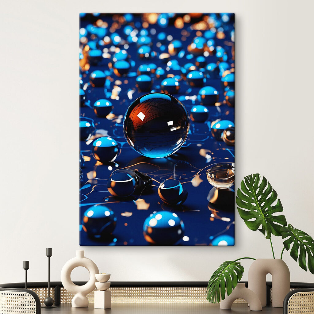 Glass ball on a blue surface Glass ball on a blue surface