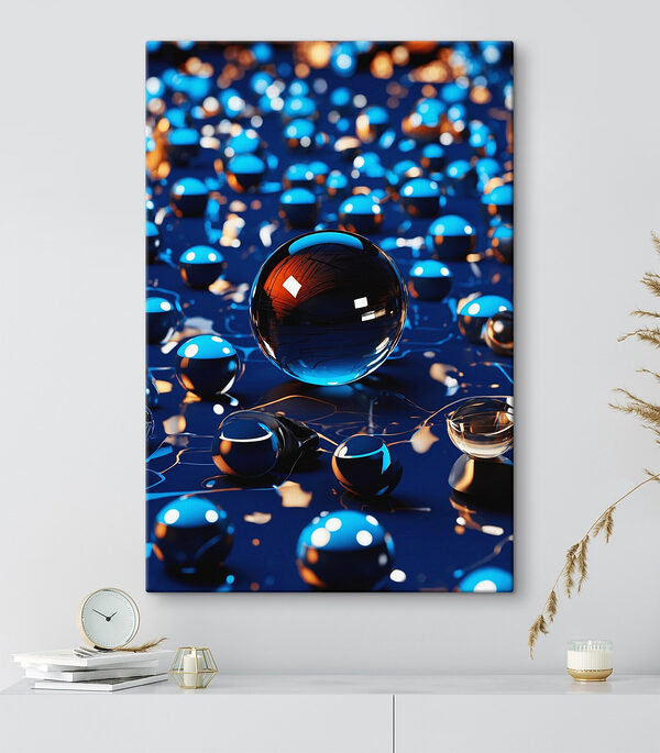 Glass ball on a blue surface Glass ball on a blue surface