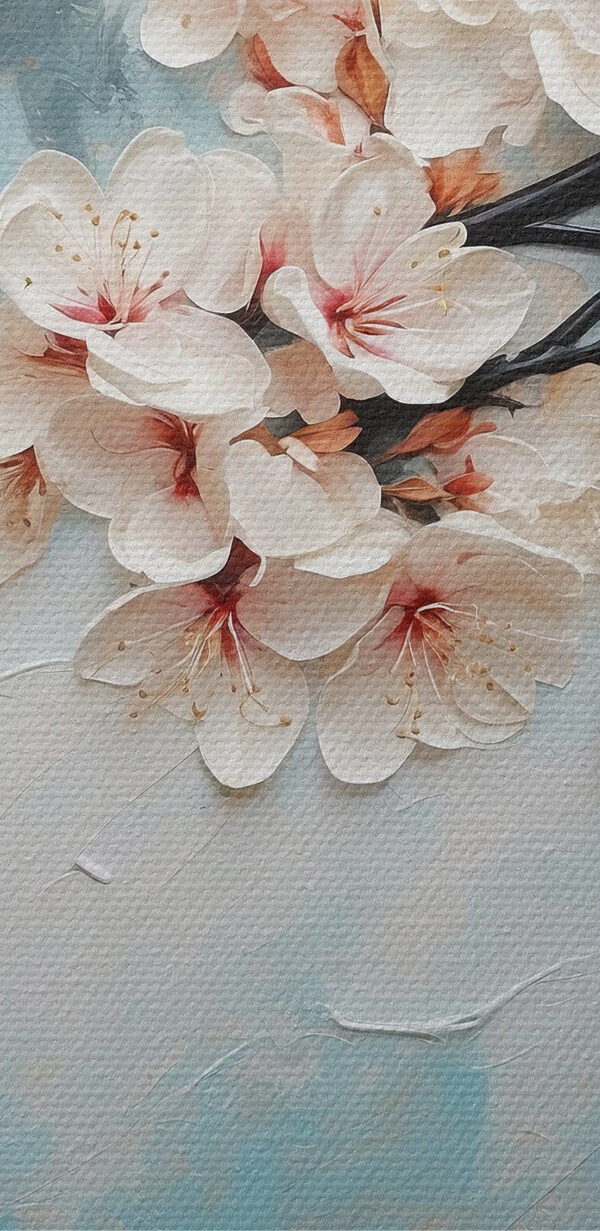 Painting of flowers on a branch