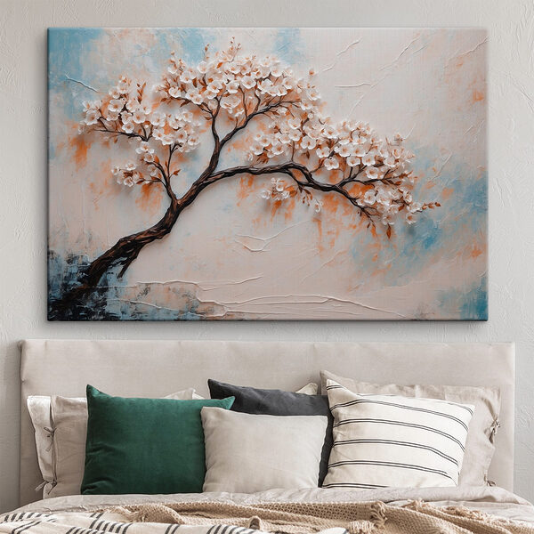 Quadri Quadri Dipinto raffigurante un albero con fiori bianchi (COD: s41032)