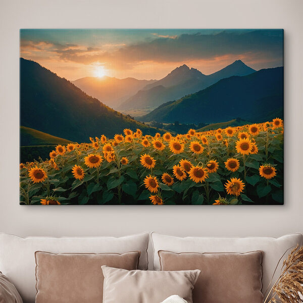 Quadri Quadri Campo di girasoli in montagna (COD: s41049)