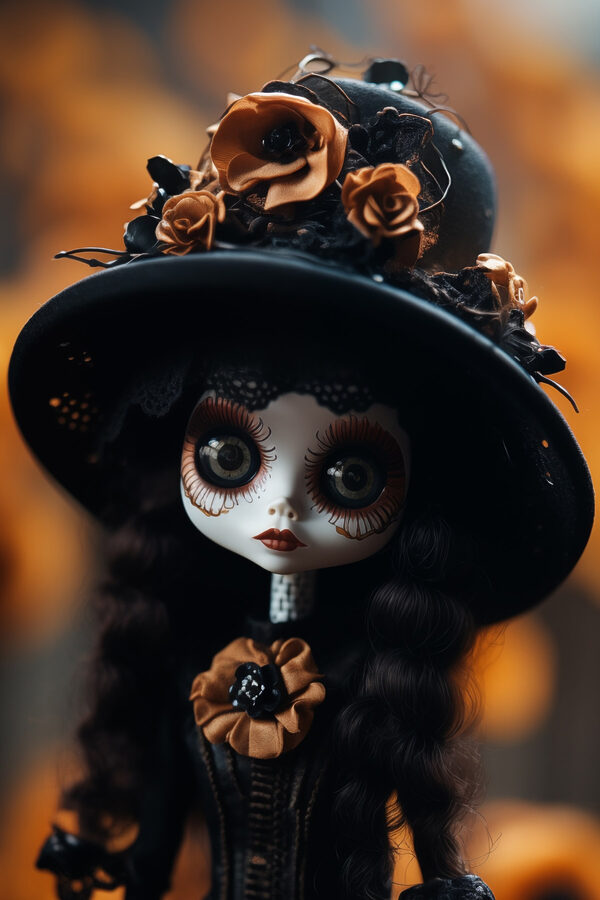 Doll with a hat and flowers Doll with a hat and flowers