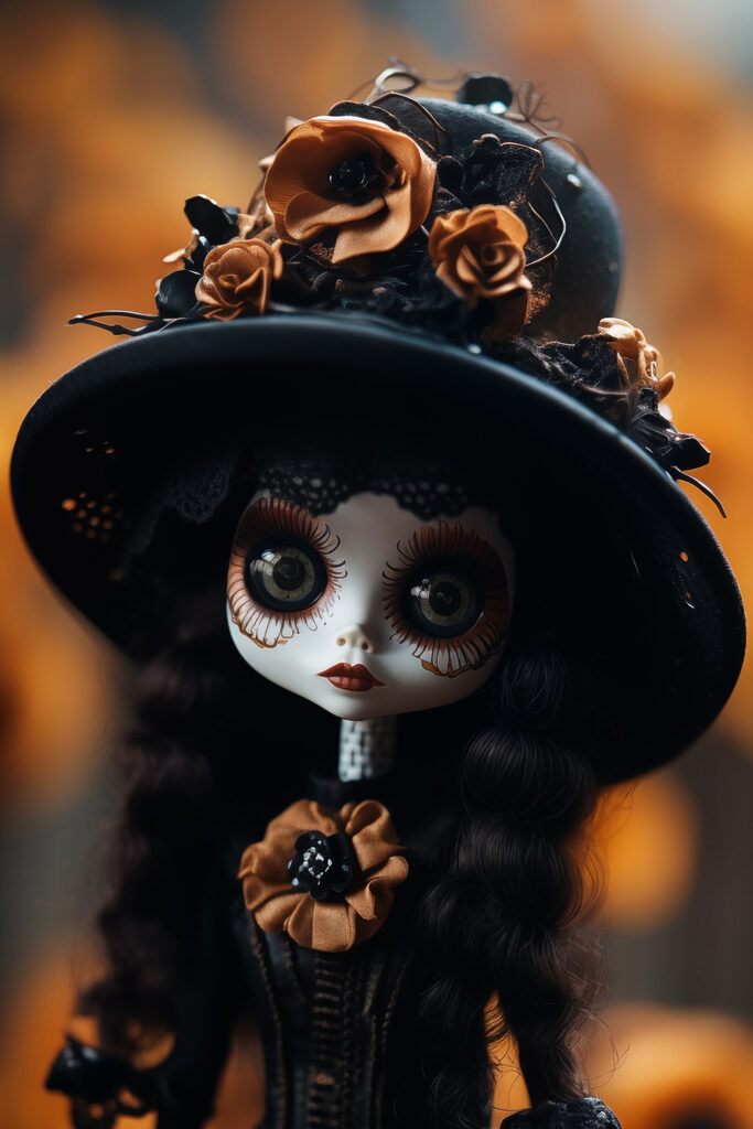 Doll with a hat and flowers Doll with a hat and flowers