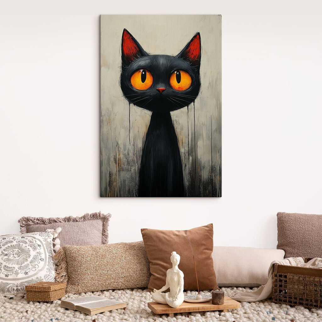 Black cat with orange eyes Black cat with orange eyes