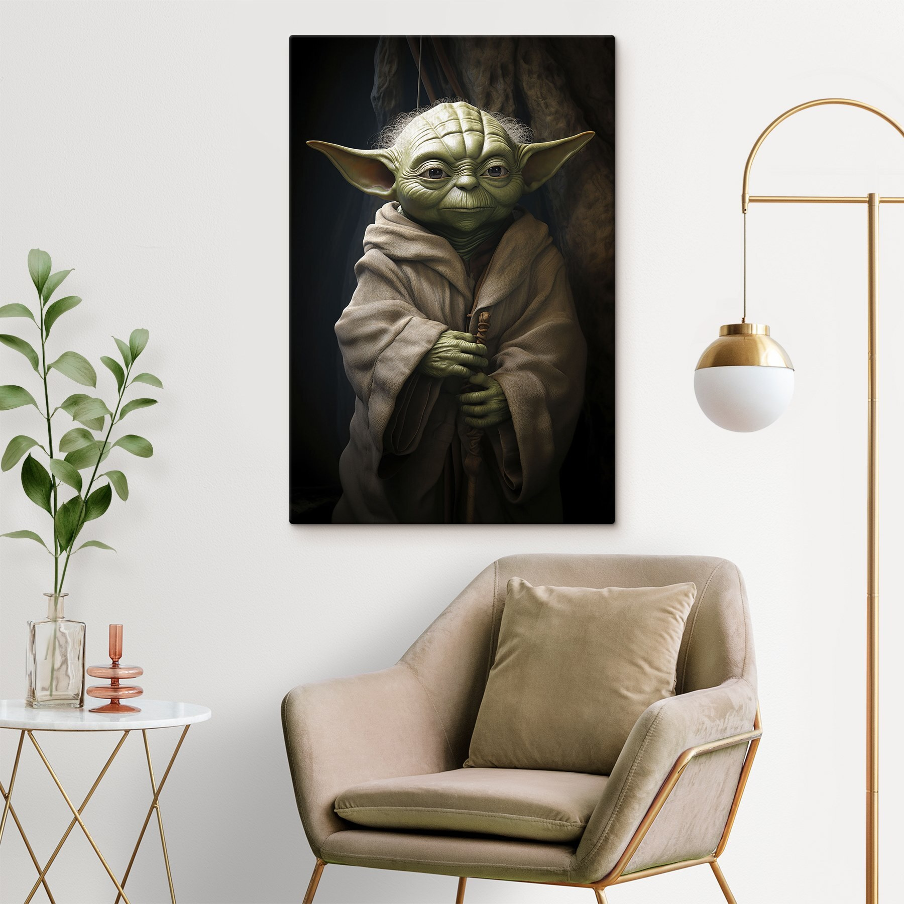 Green character in a robe