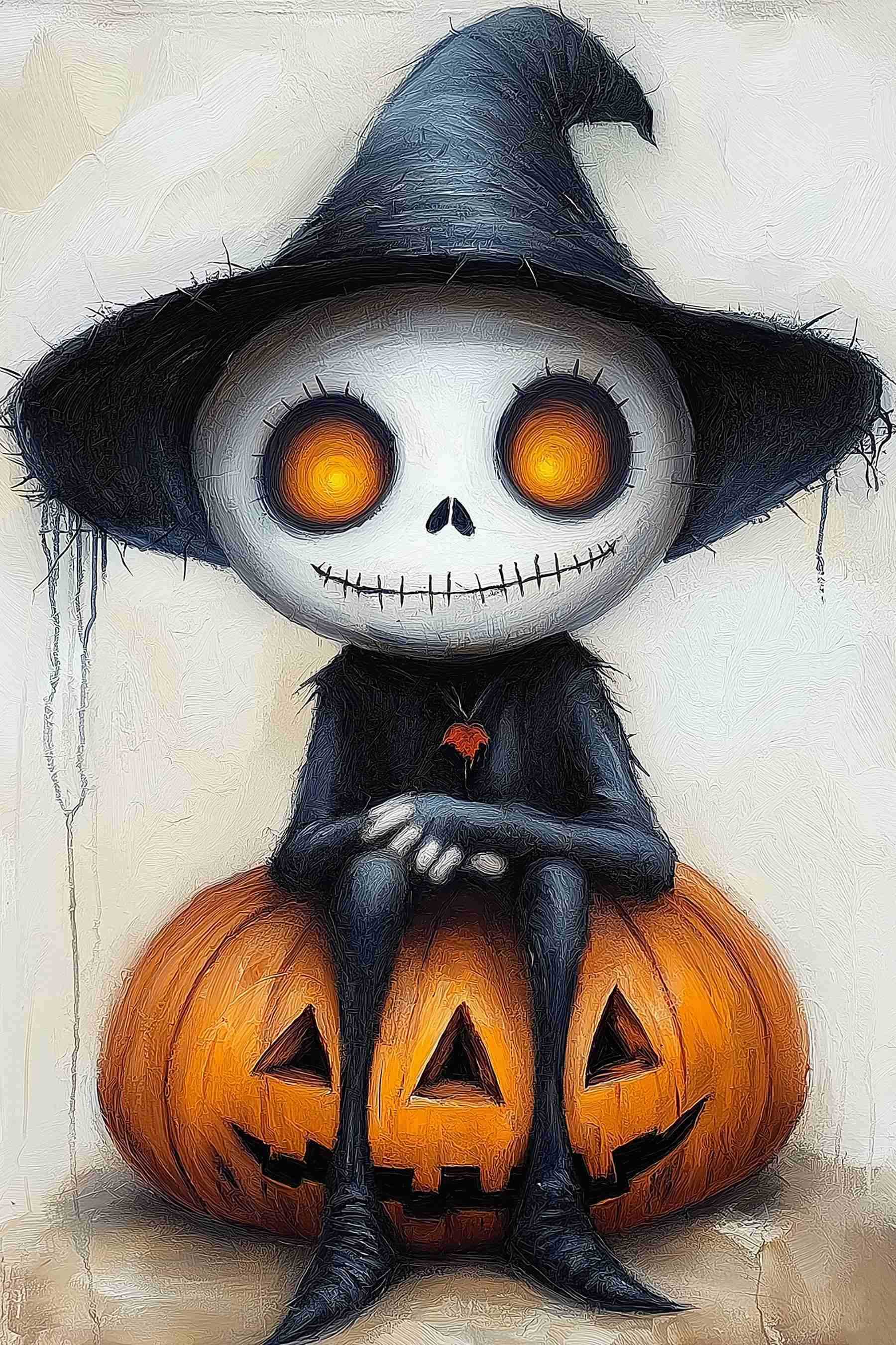 Cartoon character sitting on a pumpkin