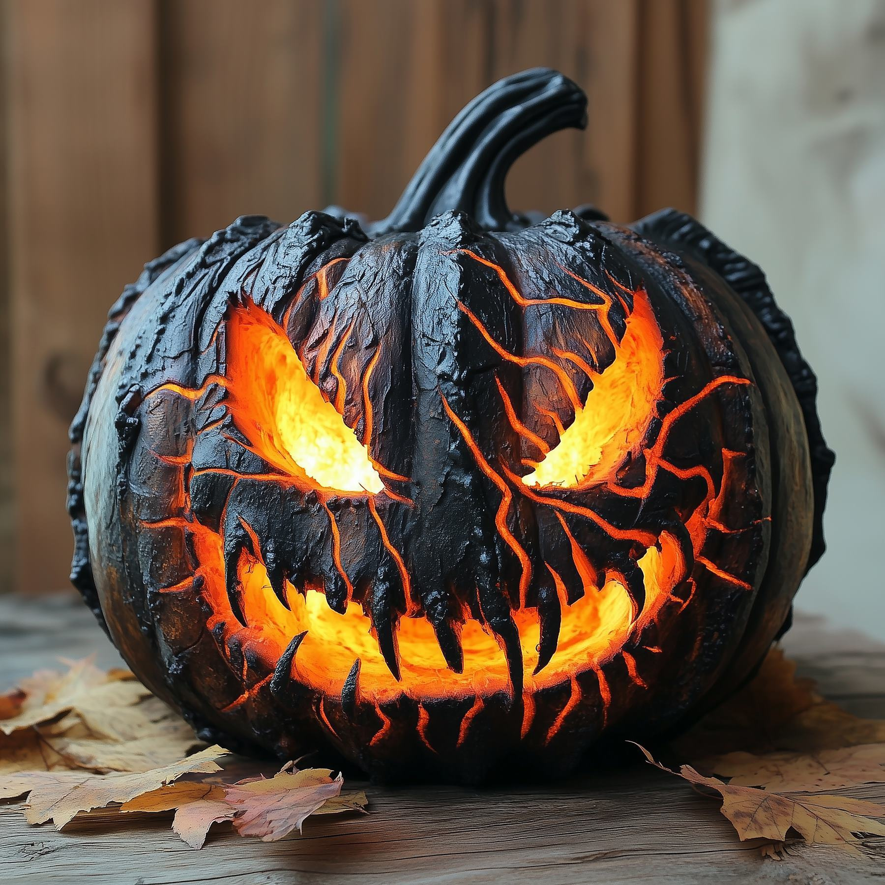 Carved pumpkin with a face and eyes