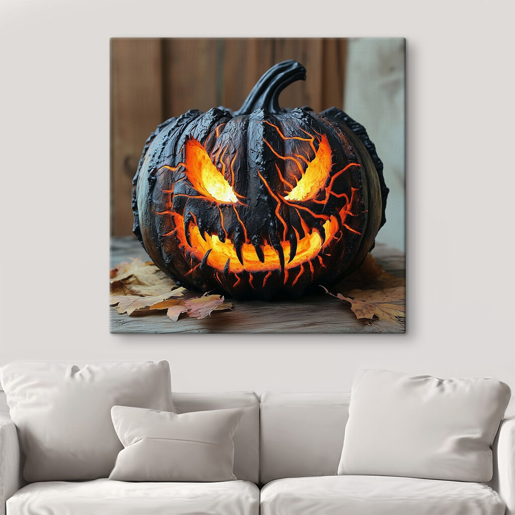 Carved pumpkin with a face and eyes