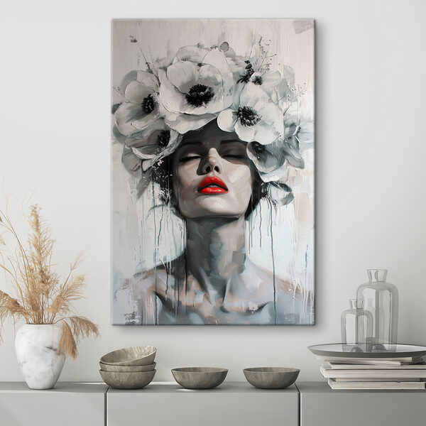 Quadri Dipinto raffigurante una donna con dei fiori tra i capelli (COD: s39253) Quadri Quadri Dipinto raffigurante una donna con dei fiori tra i capelli (COD: s39253)